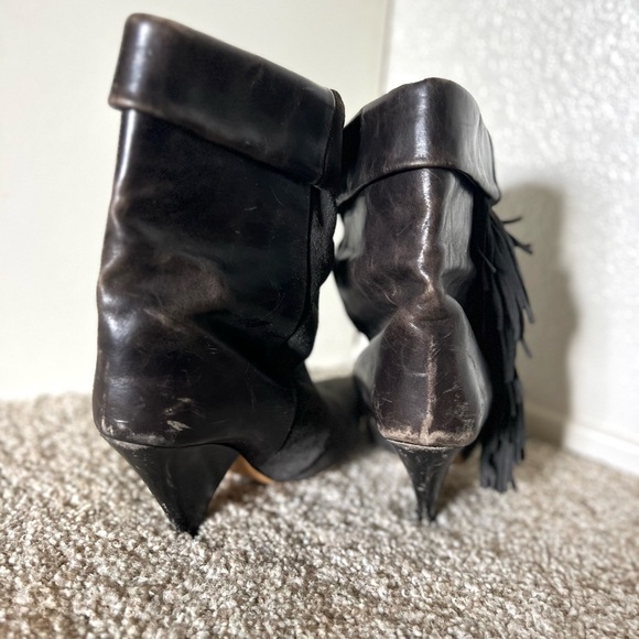 PREMIUM! Pre Owned Black Suede Fringe Ankle Boots Isabel Marant x H&M Collab - Picture 3 of 6